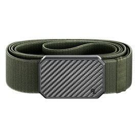 Groove Life Groove Belt OG Carbon Fiber/Base Camp Green - Men's Stretchable Nylon Belt with Magnetic Buckle - Adjustable and Comfortable for Fitness, Outdoor, Everyday Wear - Size Large (37-40)"