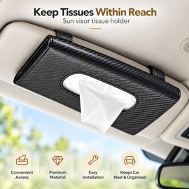 Car Sun Visor Tissue Holder for Easy Access – Microfiber Leather Tissue Case for a Neat and Organized Car Interior