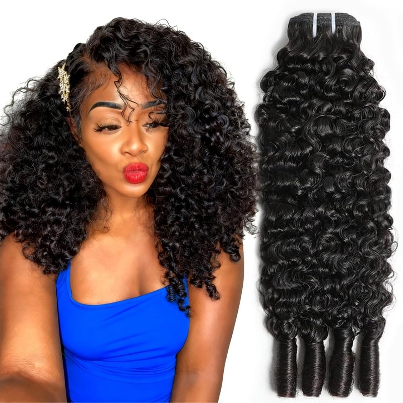 Extensiones de cabello humano rizado birmano de 16 pulgadas, tejido