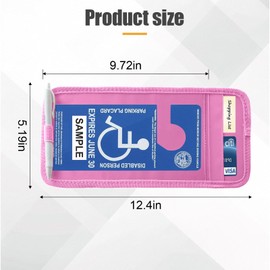 ZIMISI Handicap Placard Holder for Car, Universal Transparent Disabled Parking Permit Sign Protector, Auto Sun Visor Storage Clip Accessories with Pen Holder, Card Slot, Elastic Strap (Pink)