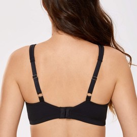 DELIMIRA Women's Minimizer Bra Plus Size Underwire Smooth Full Coverage Seamless Bras Black 34DD