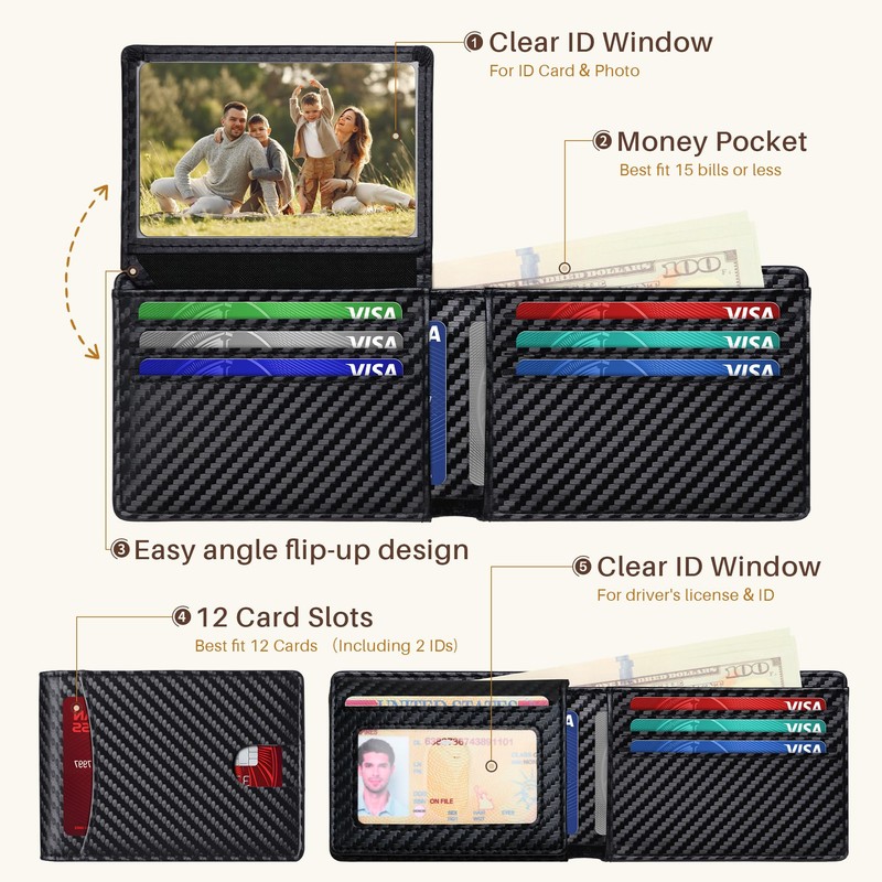 Tipmile Wallet for Men Slim RFID Blocking Credit Card Holder,
