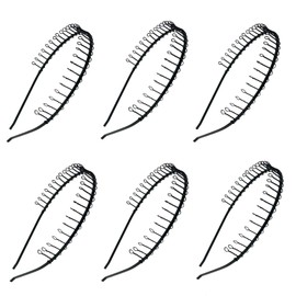 6 Metal Black Hair Comb Headband (Plain)