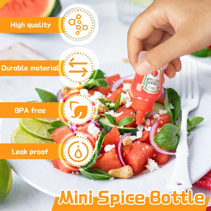 Mini Ketchup Bottle, 4 Pcs Mini Condiment Squeeze Bottles, Portable