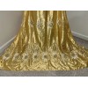 Wowfabric4less123 GOLD IVORY Satin W/Embroidery sequins Lace fabric 50” Width