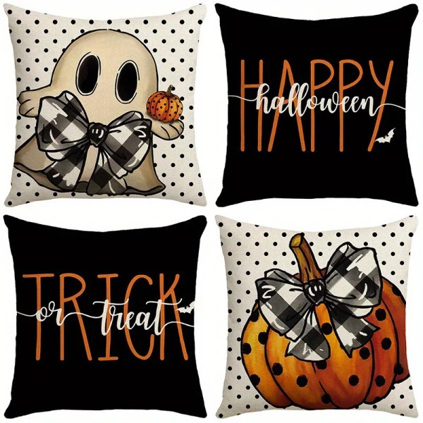 4pcs 18in*18in Halloween Pillow Covers Cushion Covers Without Pillow Inserts