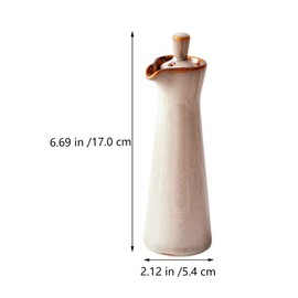 PRETYZOOM Ceramic Seasoning Bottle Pottery Japanese Soy Sauce Vinegar Jar Olive Oil Dispenser Decanter Kiln Sauce Cruet Bottle with Lid for Kitchen Beige