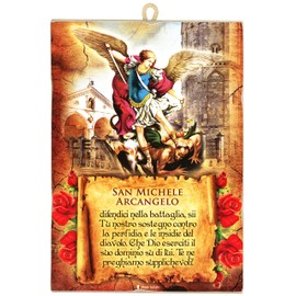 KUSTOM ART Vintage Style Picture of St. Michael the Archangel Collectible Print on Wood for Furniture Restaurant Pizzeria Bar Hotel