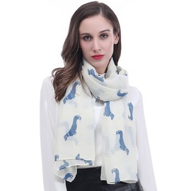 Lina & Lily Dachshund Dog Pattern Lightweight Scarf Scarf, cream