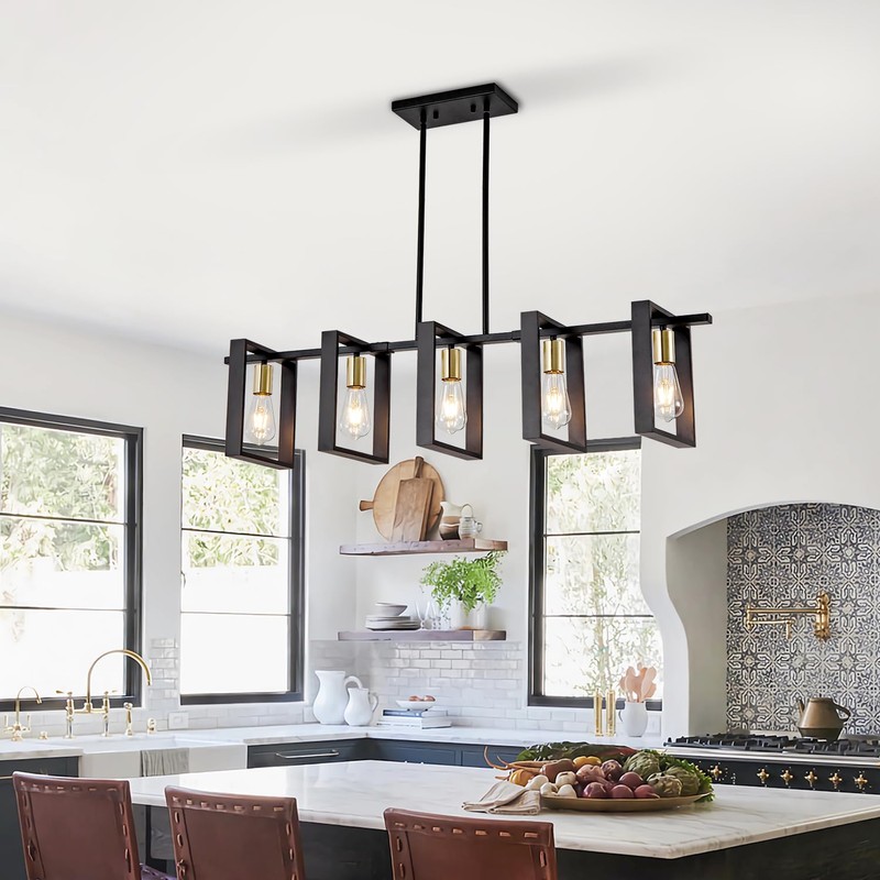 Poroulux Farmhouse Kitchen Island Lighting Black Dining Room Lights Ceiling