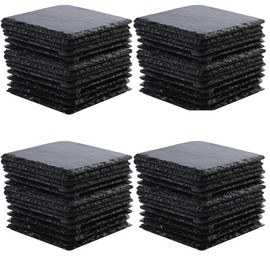 60packs Bulk Slate Coasters, Anti-Slip Drink Coasters, Engraving Available, Bulk Square Coasters for Drinks, Black Stone 4 x 4 Inch Square