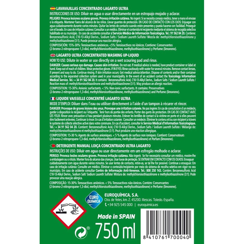 Lagarto Vajillas Ultra 750 ml