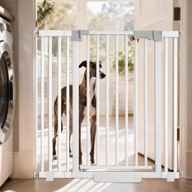 41" Extra Tall Indoor Dog Gate,30-49.2" Wide Heavy Duty Pet Gate for Doorways,Baby Gate with Walk Through and Auto Close, Pressure Mounted, Suitable for Stairs,Kitchen,White