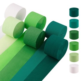 Oun Nana Green Streamers, 2.2" x 123 Ft, 6 Rolls Crepe Paper Streamers Party Supplies for Forest Themed Birthday Baby Shower Bachelorette Wedding Home Party Decorations, DIY Arts and Crafts