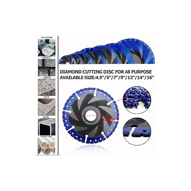 5“/125mm Diamond Cut Off Wheels for Metal Dark Blue Demolition/Rescue