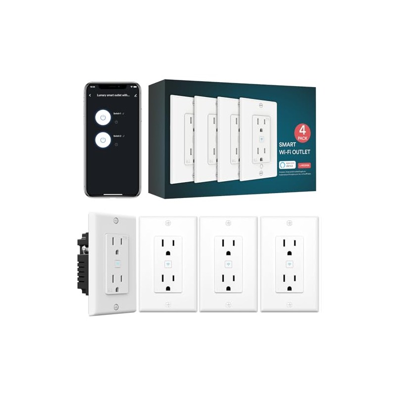 Lumary Standard Electrical Outlet, Smart in Wall Outlet Work with