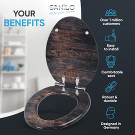 Sanilo Soft Close Toilet Seat ELONGATED, Quiet and Slow Close Lid and Seat, Strong Bumpers and Hinges, Vintage