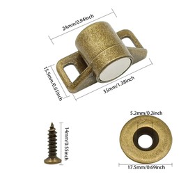 KtbeYTi Pack of 4 Bronze Magnetic Catch Cupboard Door Magnetic Closure Round Furniture Magnet Door Lock for Bathroom Balcony Door Kitchen Cabinet Door Closer
