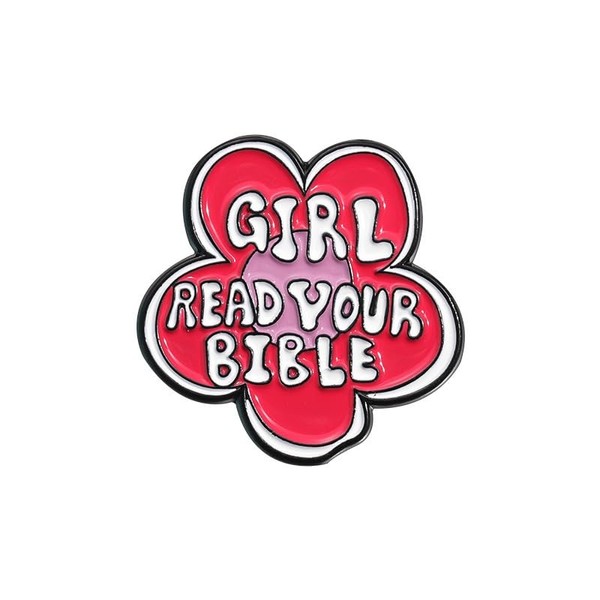 Girl Read Your Bible Enamel Pin, Christian Inspirational Metal badge