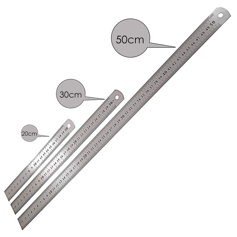 Stainless Steel Ruler Steel Scale Measuring Tool with Double Sided