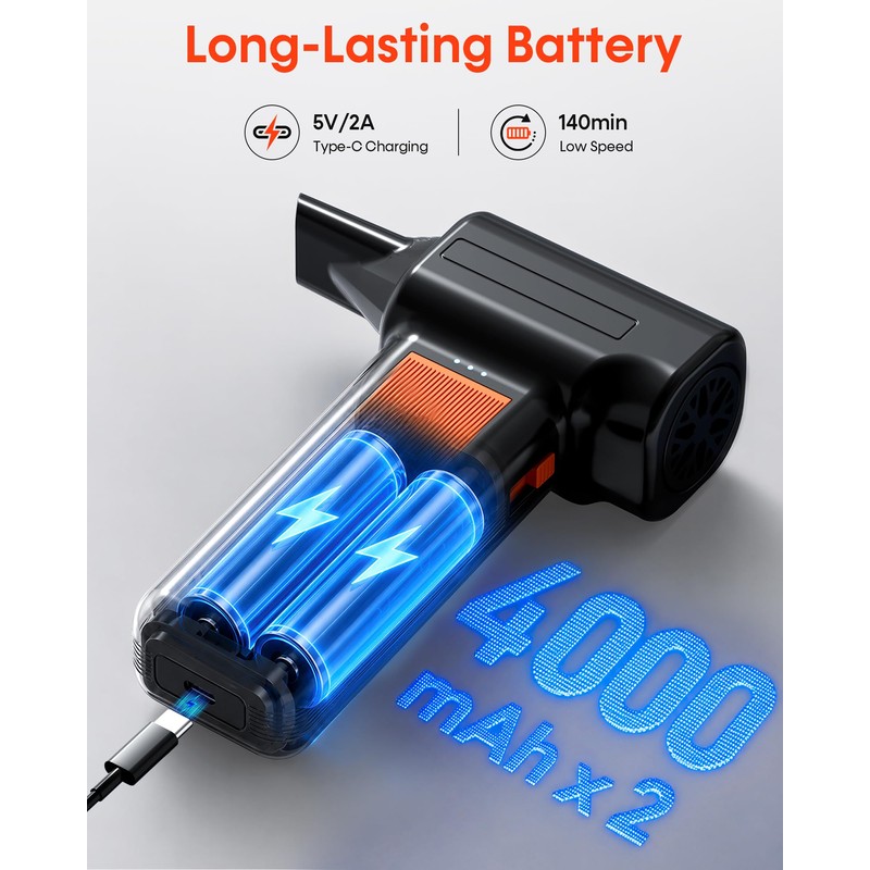 250000RPM Electric Air Duster for Keyboard: One Blow Clears Dust