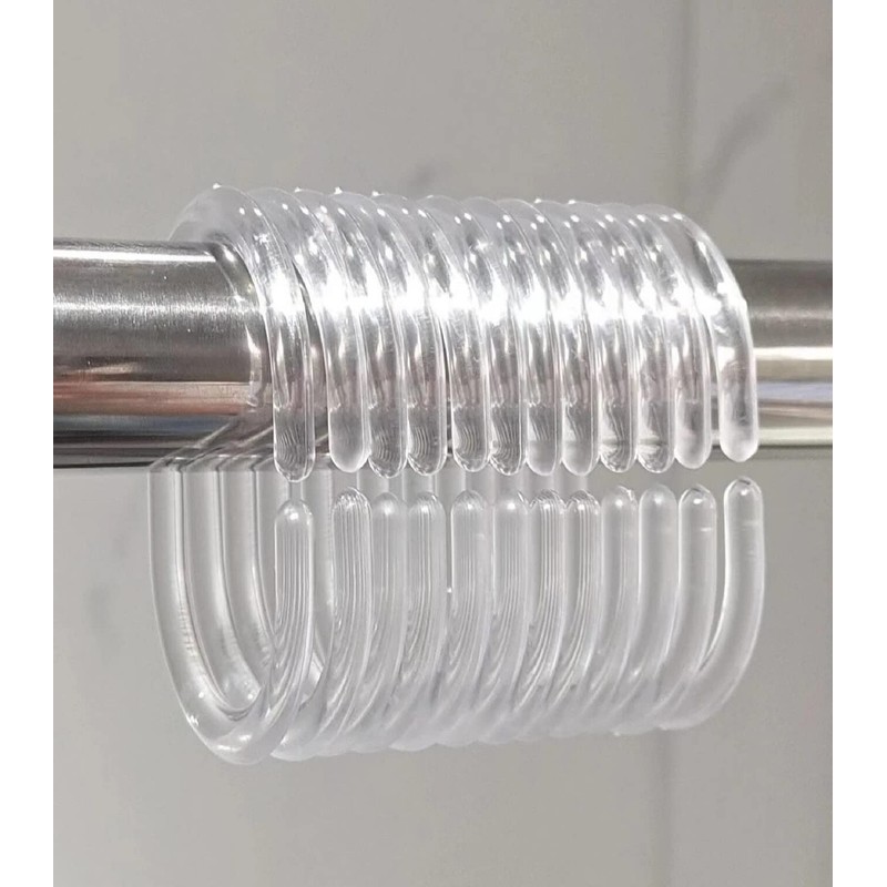 fiXte Clear Shower Curtain Rings Hooks Clips Plastic Lightweight and