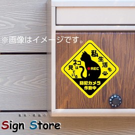 SignStore Cat Popping Alert Sticker, Approx. 5.7 x 5.7 inches (14.5 x 14.5 cm), Green, Vinyl, Made in Japan car_character_11 (C2)