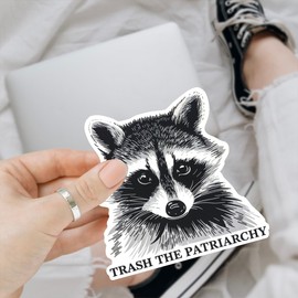 (3pcs) Trash the Patriarchy Sticker, Raccoon Trash the Patriarchy Sticker, Raccoon Hex the Patriarchy Sticker, Feminist Sticker Die-Cut Waterproof Vinyl Sticker Laptop Water Bottle Window Phone Helmet