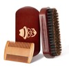 Sosoon Beard Brush, 100% Boar Bristle Natural Black Walnut Wood