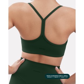 PAVOI ACTIVE Yoga Racerback Bras for Women - Buttery Soft Low Support Scoop Neck Y-Back Thin Strap Sports Bra - FlexFlow - X-Large, Pine Green