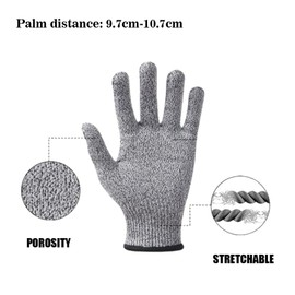 Hinapan Schnittfeste Handschuhe, 2 Paar Schnittschutzhandschuhe, Schutzklasse 5, Lebensmittelqualität, für Schneiden von Austern, Fischfilet-Verarbeitung, Fleischschneiden und Holzschnitzen (L)