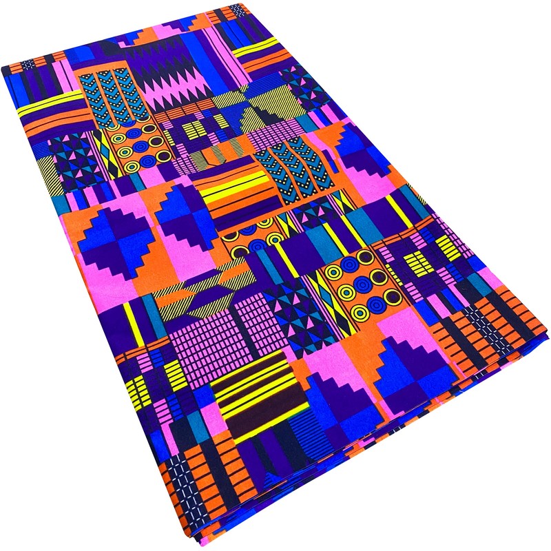 Shenbolen - Tela de cera con estampado africano, 100% poliéster,