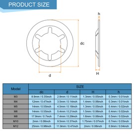 sourcing map 115Pcs Internal Tooth Washers Assortment Kit, 65Mn Tooth locking Ring Washers Quick Speed Nut ing Fastener, 7 Size, Black