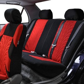 FH Group Three Row Set 7 Seater Red Travel Master Car Seat Covers, Airbag and Split Rear Car Seat Cover Universal Fit Interior Accessories for Cars Trucks & SUV Automotive Seat Covers