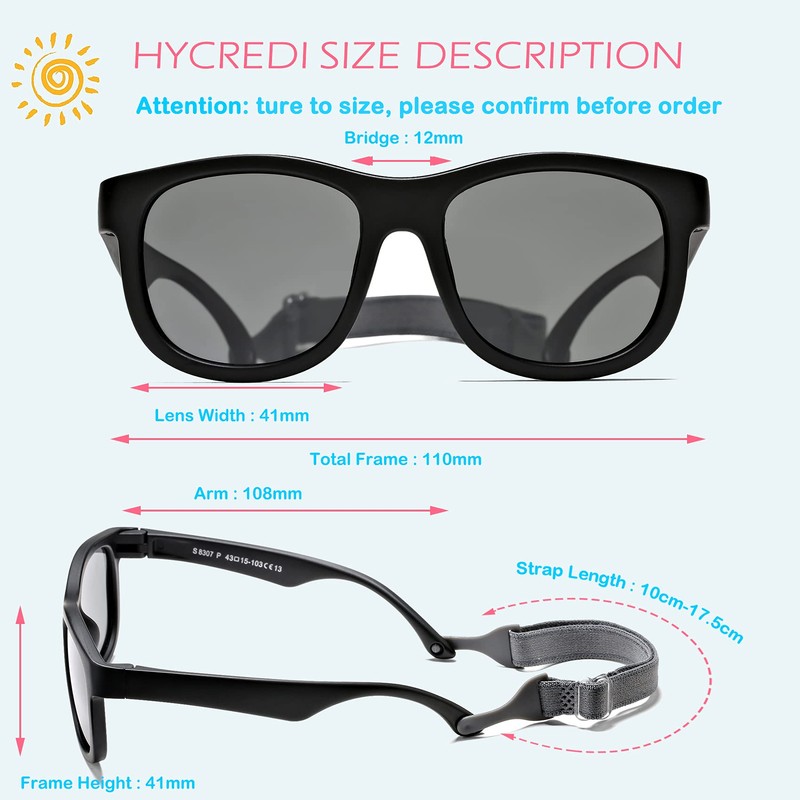 Hycredi Flexible Polarized Sunglasses with Strap for Baby Age 0-2