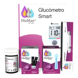 Glucómetro Kit Diaman Smart +50 Tiras Reactivas +10 Lancetas
