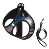 Groamaup Fireworks Flag Reflective Dog Harness with Leash, Soft Vest