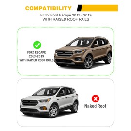 EZREXPM Cross Bars Roof Rack Fit for Ford Escape Kuga 2013 2014 2015 2016 2017 2018 2019 Luggage Rack Crossbar Cargo Carrier with Side Rails