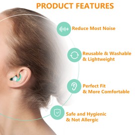 Earplugs Sleep Noise Cancelling, 2 Pairs Ear Plugs for Sleeping Reusable Noise Reduction Earplugs for Sleep, Music, Parties, Festivals, Concerts, 30dB Noise Cancelling