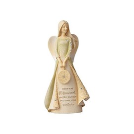 Enesco Foundations Retirement Journey Angel Holding Clock Miniature Figurine, 4.33 Inch, Multicolor