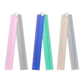 HARFINGTON 3pcs Folding Straight Ruler 30cm Metric Aluminum Alloy Protractor Foldable Angle Ruler Geometric Measuring Tool with Angle Line for Architects, Gold Silver/Pink Silver/Blue Green