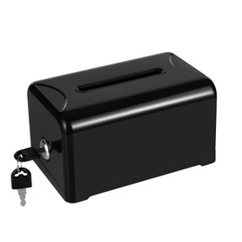 Polmart Donation Suggestion Box with Lock, Black Ballot Box，Suggestion Box for Fundraising, Donation, Tip Jars, Raffle Box, School Voting
