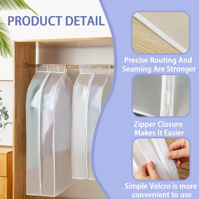 2 Pack Hanging Garment Bags for Closet Storage, 35" Garment