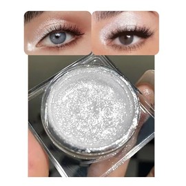FeiCuiYun Sombra de ojos con un solo brillo, paleta de sombras de ojos brillantes, maquillaje coreano con brillo para ojos, sombra de ojos plateada brillante ultradifuminable, pigmento metálico de