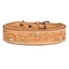 MICHUR GOLDENEYE,dog collar, leather collar, beige leather with golden press