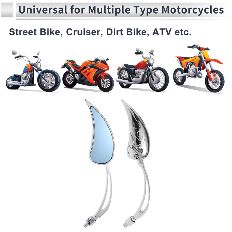 X AUTOHAUX 1set Universal Motorcycle Rear View Mirrors Adjustable Bar