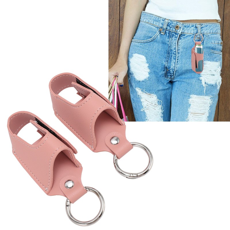 2pcs Asthma Inhaler Holder Portable Storage Protective PU Leather Asthma