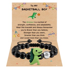 VU100 Basketball Bracelet for Boy Back to School Bracelet Gifts To My Boy Bracelet Matching Dinosaur Bracelets First Day of School Gift Separation Anxiety Gift for Boy Son Grandson