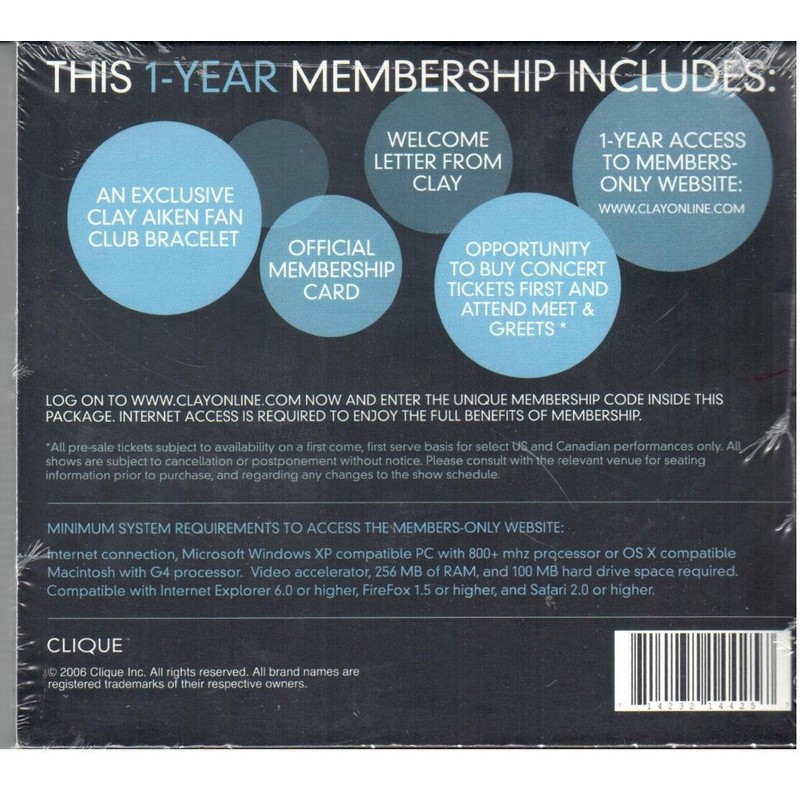 Clay Aiken 1 Year Subscription Card