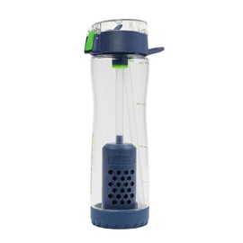 Tritan Hard Plastic Water Bottle - Filters 150 Gallons with Included Replaceable Filter. For Travel, Hiking, Biking, Emergency Survival.